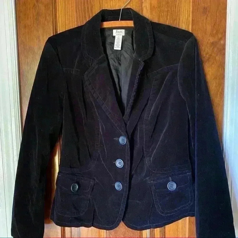 G.H. Bass &Co. Stretch Black Velvet  Blazer Size S - Picture 2 of 11